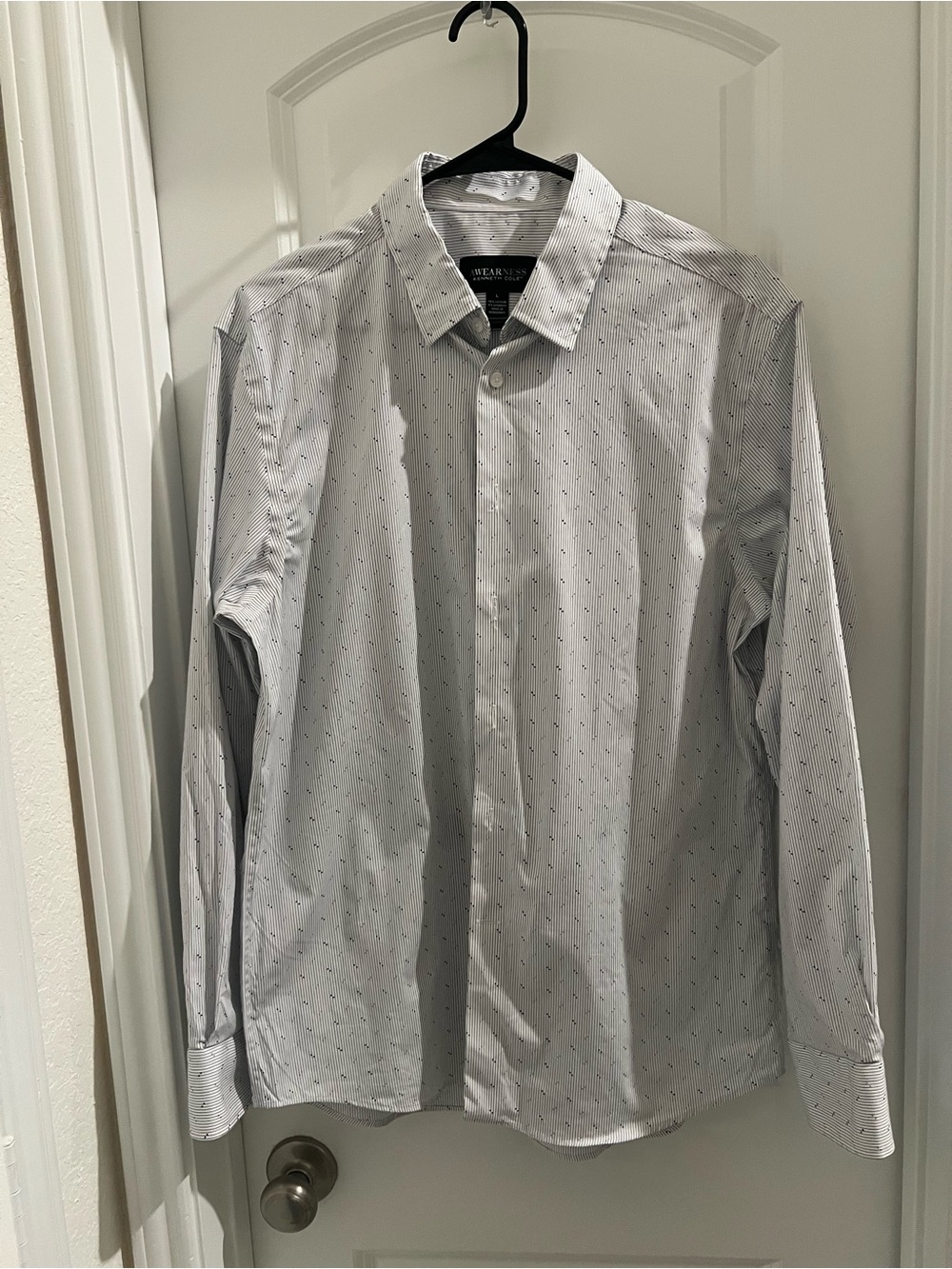 Kenneth Cole Awareness Men’s L Large Button Down Shirt Striped Stretch Cotton